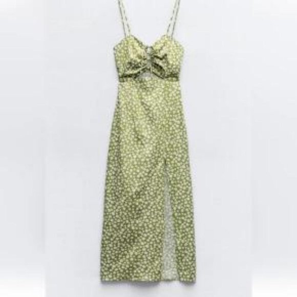 Zara Dresses & Skirts - ZARA LINEN BLEND FLORAL PRINT MIDI DRESS